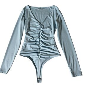 Abercrombie & Fitch  Long Sleeve Ruched V-Neck Bodysuit